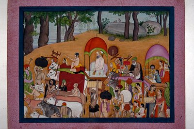 Nanda en andere herders verhuizen naar Vrindavana Gebaseerd op het verhaal van de Bhagavata – Purana door Unknown